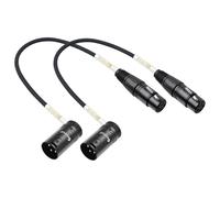 Devinal Lot de 2 câbles XLR rotatifs à angle droit, connecteur adaptateur de microphone XLR à angle bas, angle droit mâle vers femelle droit, 2 pièces