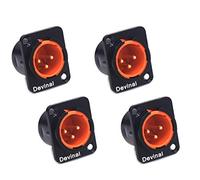 Devinal Lot de 4 prises XLR mâles à 3 broches - Jack à montage sur panneau de châssis - Taille de la série D - Boîtier en métal noir - Compatible avec les trous de la série D