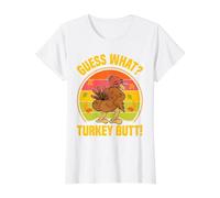 Devine What Turkey Butt Dîner de Poulet Amusant pour Thanksgiving T-Shirt Graphique avec Valeur, Femme, Blanc, XL