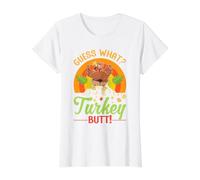 Devine What Turkey Butt Dîner de Poulet Amusant pour Thanksgiving T-Shirt Graphique avec Valeur, Femme, Blanc, S