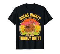 Devine What Turkey Butt Dîner de Poulet Amusant pour Thanksgiving T-Shirt Graphique avec Valeur, Homme, Noir, L