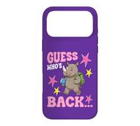 Devinez Qui est de Retour à l'école Un Mignon étudiant rhinocéros est Le bienvenu Coque pour iPhone 17 Pro Max