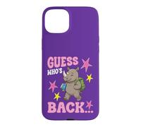 Devinez Qui est de Retour à l'école Un Mignon étudiant rhinocéros est Le bienvenu Coque pour iPhone 15 Plus
