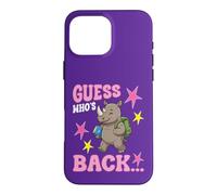 Devinez Qui est de Retour à l'école Un Mignon étudiant rhinocéros est Le bienvenu Coque pour iPhone 16 Pro Max