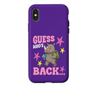 Devinez Qui est de Retour à l'école Un Mignon étudiant rhinocéros est Le bienvenu Coque pour iPhone X/XS