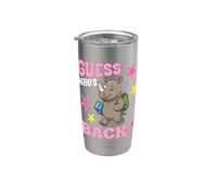 Devinez qui est de retour à l'école Un mignon étudiant rhinocéros est le bienvenu Gobelet isotherme en acier inoxydable double paroi
