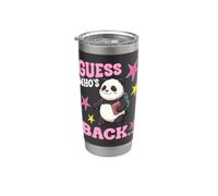 Devinez qui est de retour à l'école : un mignon panda, étudiant et enseignant, bienvenue Gobelet isotherme en acier inoxydable double paroi