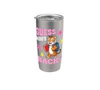 Devinez qui est de retour à l'école Un mignon tigre, étudiant et enseignant, bienvenue Gobelet isotherme en acier inoxydable double paroi