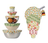 DEVINITA Lot de 5 Couvre-plat réutilisables, couvercles pour bols, tasses, pots, housse élastique anti-poussière, housse élastique pour aliments, housse pour bol, couvercle pot tissu