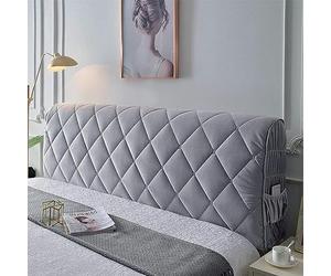 DEVINK Tête de lit multifonctionnelle, triangle rembourrée, décorative pour dossier, coussin mural, portable, appui-tête, protection murale, avec housse amovible en velours côtelé gris (120 cm, gris)
