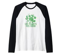 Devise Mangez des Plantes et sentez-Vous Bien végétarien Manche Raglan