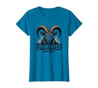 Devise Undefeated Since Birth Ram Strength T-Shirt, Femme, Saphir, L
