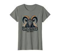 Devise Undefeated Since Birth Ram Strength T-Shirt, Femme, Vert Kaki chiné, L