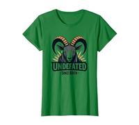Devise Undefeated Since Birth Ram Strength T-Shirt, Femme, Vert Kelly, L