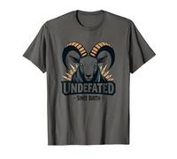 Devise Undefeated Since Birth Ram Strength T-Shirt, Homme, Asphalte, L