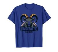 Devise Undefeated Since Birth Ram Strength T-Shirt, Homme, Bleu Royal, L