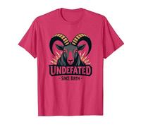 Devise Undefeated Since Birth Ram Strength T-Shirt, Homme, Rouge Chiné, L