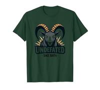 Devise Undefeated Since Birth Ram Strength T-Shirt, Homme, Vert Forêt, L