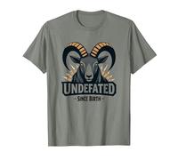 Devise Undefeated Since Birth Ram Strength T-Shirt, Homme, Vert Kaki chiné, L