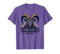 Devise Undefeated Since Birth Ram Strength T-Shirt, Homme, Violet Chiné, L