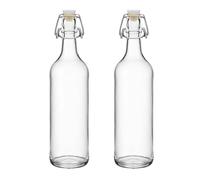 Devitre 2 bouteilles en verre de 1000 ml avec bouchon mécanique et étiquettes
