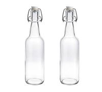 Devitre 2 bouteilles en verre de 500 ml avec bouchon mécanique et étiquettes