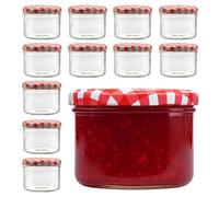 Devitre Lot de 12 bocaux à confiture de 210 ml avec couvercles et étiquettes