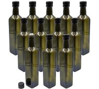 Devitre Lot de 12 bouteilles d'huile en verre avec bec verseur et étiquettes 500 ml