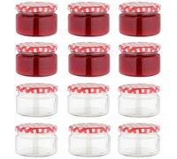 Devitre Lot de 12 pots à confiture en verre avec couvercles et autocollants 250 ml