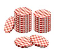 Devitre Lot de 20 couvercles Twist-Off TO82 de 82 mm - Rouge/blanc - Diamètre : 85 mm - Pour bocaux avec embouchure de 71-72 mm