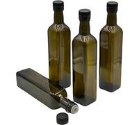Devitre Lot de 4 bouteilles d'huile en verre marron de 500 ml avec bec verseur et étiquettes