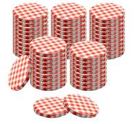 Devitre Lot de 50 couvercles Twist-Off TO82 de 82 mm - Rouge/blanc - Diamètre : 85 mm - Pour bocaux avec embouchure de 71-72 mm