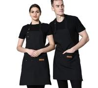 Devlope Tablier, Tablier de Cuisine étanche avec Poches, Tablier de Cuisine réglable, Tablier de Barbecue, Tablier à bavette, Tablier de Cuisine de qualité Professionnelle, 67 x 72 cm (Noir)
