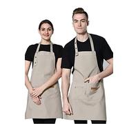 Devlope Tablier, Tablier de Cuisine étanche avec Poches, Tablier de Cuisine réglable, Tablier de Barbecue, Tablier à bavette, Tablier de Cuisine de qualité Professionnelle, 67 x 72 cm