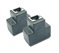DEVMO Lot de 2 connecteurs répartiteurs RJ45 1 vers 2 Ethernet Répartiteur Coupleur Double Prise Hub Interface Contact Modulaire Prise Réseau LAN Internet Cat5 Cat6