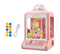 DEVNWIGMO 1 Claw Machine Machine Attrapeur Jouet Arcade Capsule Mini Électrique Pp Lumières Colorées Convient pour Enfants Fête Maison, rose 30 poupées