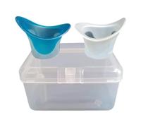 DEVNWIGMO 3 Pièces Coupelles de Lavement Oculaire Kit de Bain Oculaire Gobelets de Nettoyage Verres Doseurs En Silicone Doux pour Le Soin Quotidien Adapté pour, Bleu et Blanc