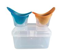DEVNWIGMO 3 Pièces Coupelles de Lavement Oculaire Kit de Bain Oculaire Gobelets de Nettoyage Verres Doseurs En Silicone Doux pour Le Soin Quotidien Adapté pour, Bleu et Orange