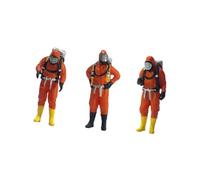 DEVNWIGMO 3 Pièces Figurines de Pompiers Miniature Personnes Modèle Résine Fonction Debout Équipement Convient Photographie Décoration Architecturale, 2,8 cm orange