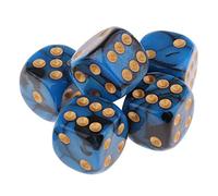DEVNWIGMO 5 Pièces Jeu de Dés Ensemble de Dés 16mm Jeux Mathématiques Résine Classique Adapté pour Familles Récréations Remplacement, Bleu foncé