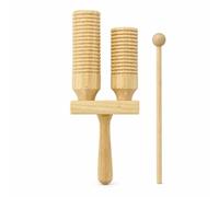 DEVNWIGMO Bloc de Percussion pour Enfants Instrument Bois Bloc Sonore Main Percussion Cylindre Base Stable Adaptée Apprentissage Collectif Musique Éducation, Bloc De Bois Double Avec Rainures
