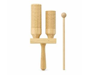 DEVNWIGMO Bloc de Percussion pour Enfants Instrument Bois Bloc Sonore Main Percussion Cylindre Base Stable Adaptée Apprentissage Collectif Musique Éducation, Bloc De Bois Double Avec Rainures