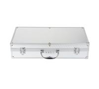 DEVNWIGMO Étui de Transport Boîte Rigide Mallette de Rangement Compartiment Mousse Poignée Aluminium Résistant Adaptée Au Chant K Chanson Salle D'Enr, Argent allongé