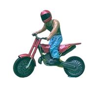 DEVNWIGMO Miniature Figurine Motard 1/64 Biker Motocyclette Résine Modèle Vestes Pantalons Atmosphère Chasse Convient pour Maison Photographie Décoration, Rouge