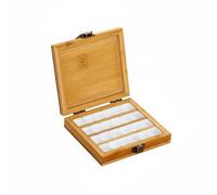DEVNWIGMO Palette de Peinture Portable en Bois Bambou Coffret de Rangement Compartimenté pour Aquarelle Pigments Plateau Amovible, Boîte En Bois De Bambou Avec 24 Compartiments Blancs