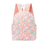 DEVNWIGMO Sac à Dos Collège Compartimenté pour Ordinateur Sac Scolaire Matelassé Imperméable Polyester Cartable Léger Casual Adapté à L'École Sorties Entre Amis, Cœur Rose