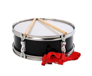 DEVNWIGMO Snare Drum Tambour Musical Percussion Caisse Claire avec et Sangle Acier Inoxydable Tête Pet Ton Pur Adapté pour Débutants Enfants Adultes F, Noir
