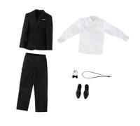 DEVNWIGMO Tenue pour Figurine Masculine Ensemble Vêtements Poupée 1/6 Costume Accessoire Blouson Ceinture Chaussures Fabrication Tissu Cuir Synthétique Compatib, Noir