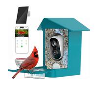 Devo Mangeoire solaire intelligente pour oiseaux avec caméra, caméra extérieure WiFi pour oiseaux, identification des espèces d'oiseaux, vue vidéo HD 2,5 K, alertes en temps réel, cadeau pour les