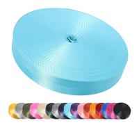 Devobunch Sangle en nylon robuste de 2,5 cm de large, sangle plate durable, rouleau de 9,1 et 22,9 m pour sac à dos, attache, laisse pour chien, 18 couleurs vives (bleu turquoise, 9,1 m)